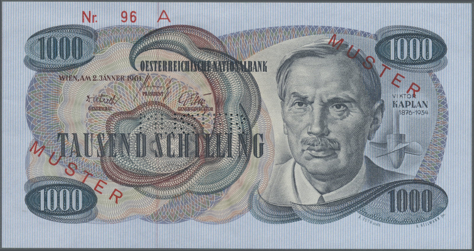 00200 Austria / Österreich: Rare high value set of 20 Specimen banknotes from Austria containing the following notes: 50