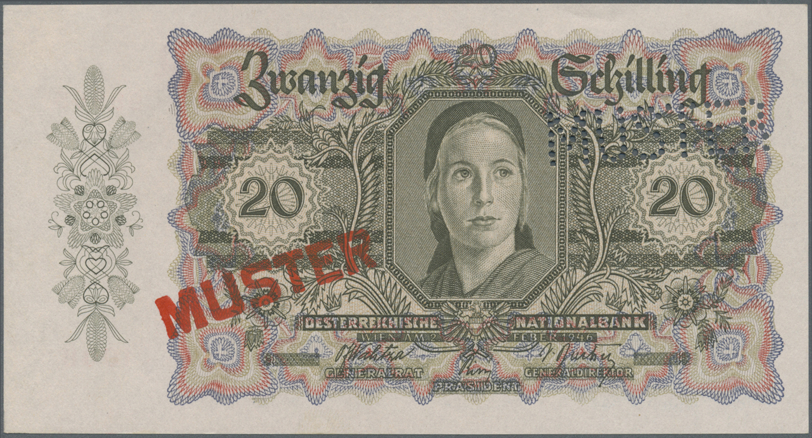 00200 Austria / Österreich: Rare high value set of 20 Specimen banknotes from Austria containing the following notes: 50