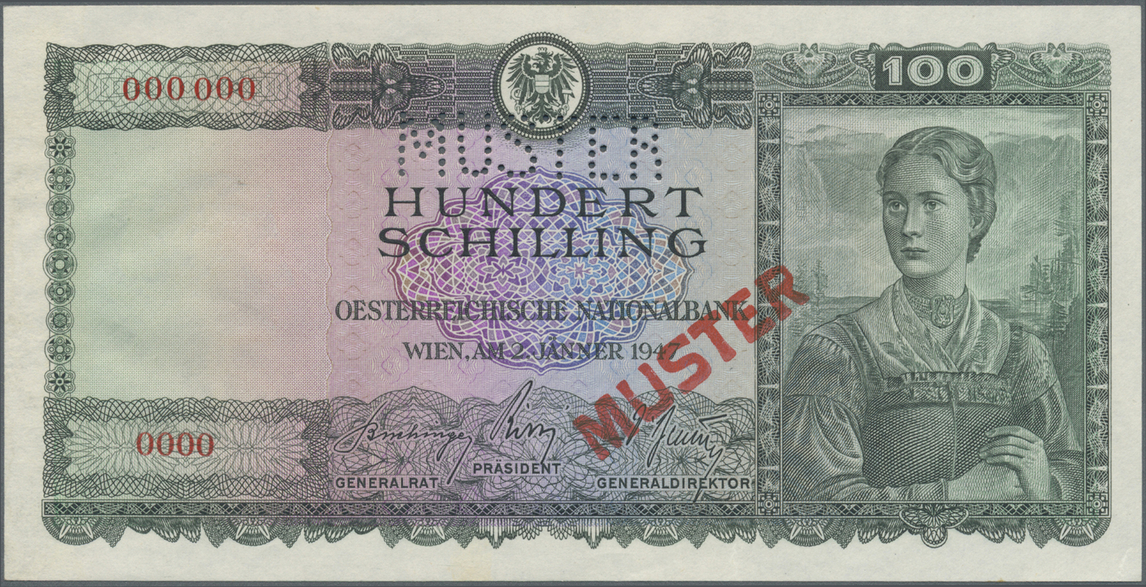 00200 Austria / Österreich: Rare high value set of 20 Specimen banknotes from Austria containing the following notes: 50