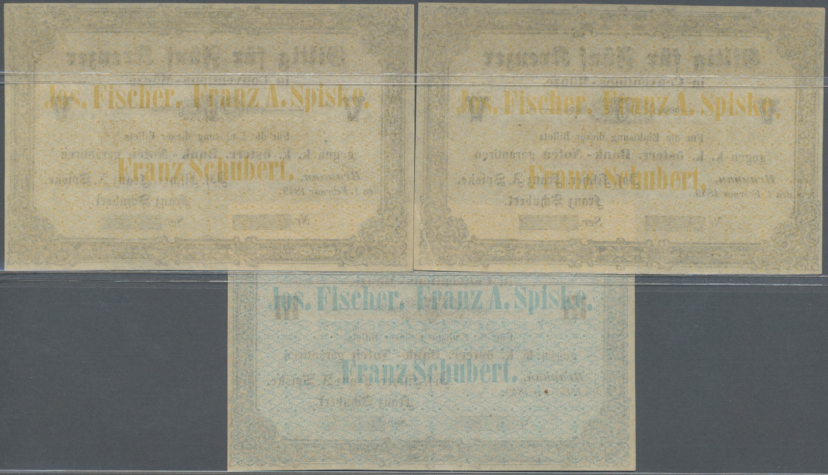 00205 Austria / Österreich: Set With 3 Banknotes 3 Kreuzer And 2 X 5 Kreuzer Conventions-Münze 1849 Unsigned Remainder, - Austria