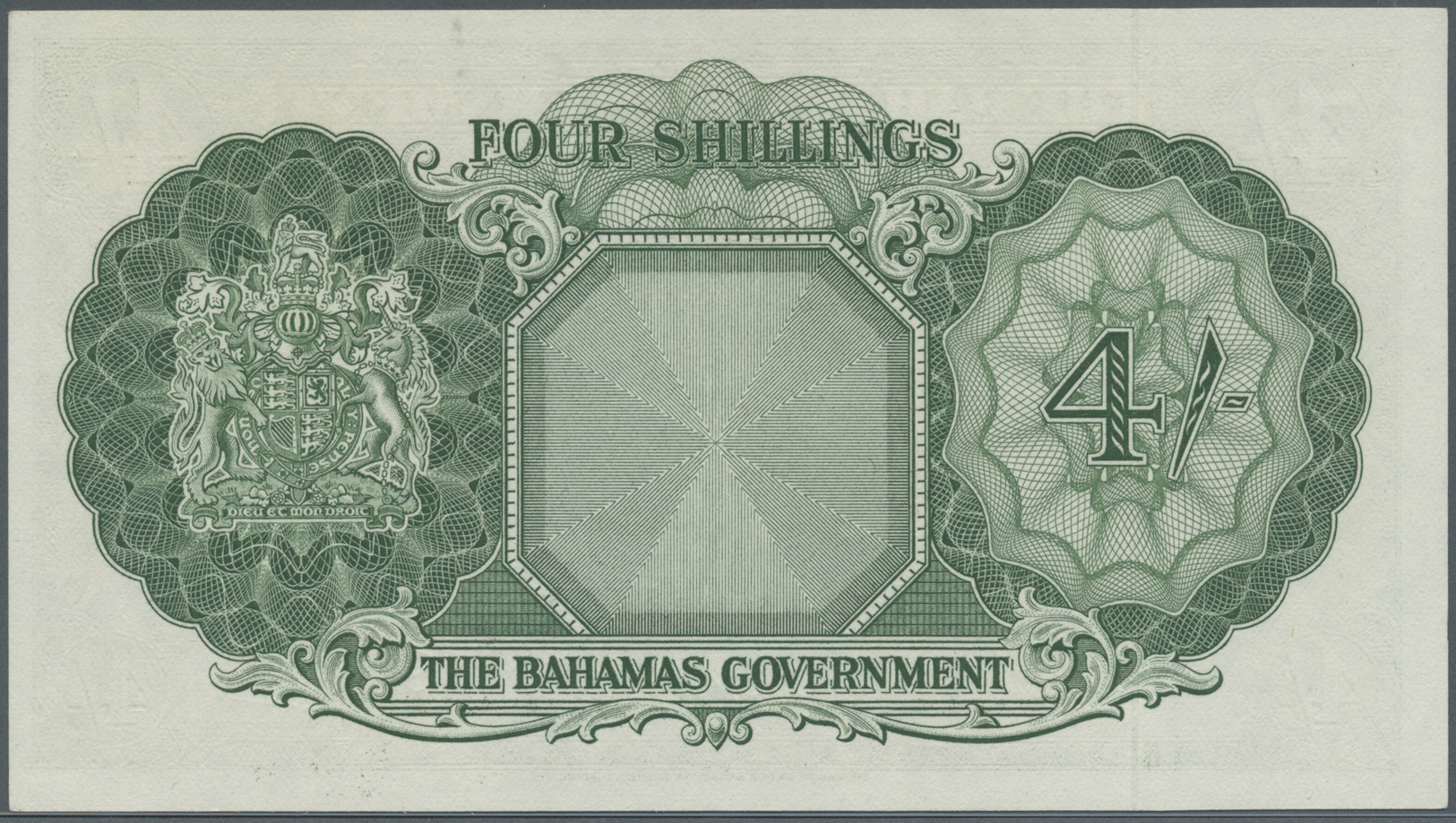 00216 Bahamas: 4 Shillings 1953 P. 13b One Minor Dint At Center Left, Condition: AUNC. - Bahamas