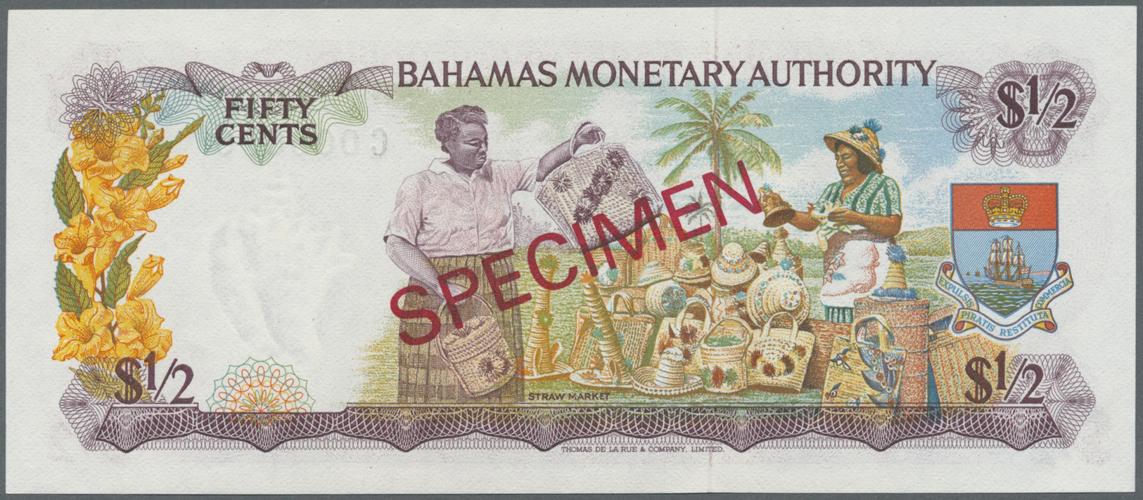 00220 Bahamas: 50 Cents 1968 Specimen P. 26s In Condition: UNC - Bahamas