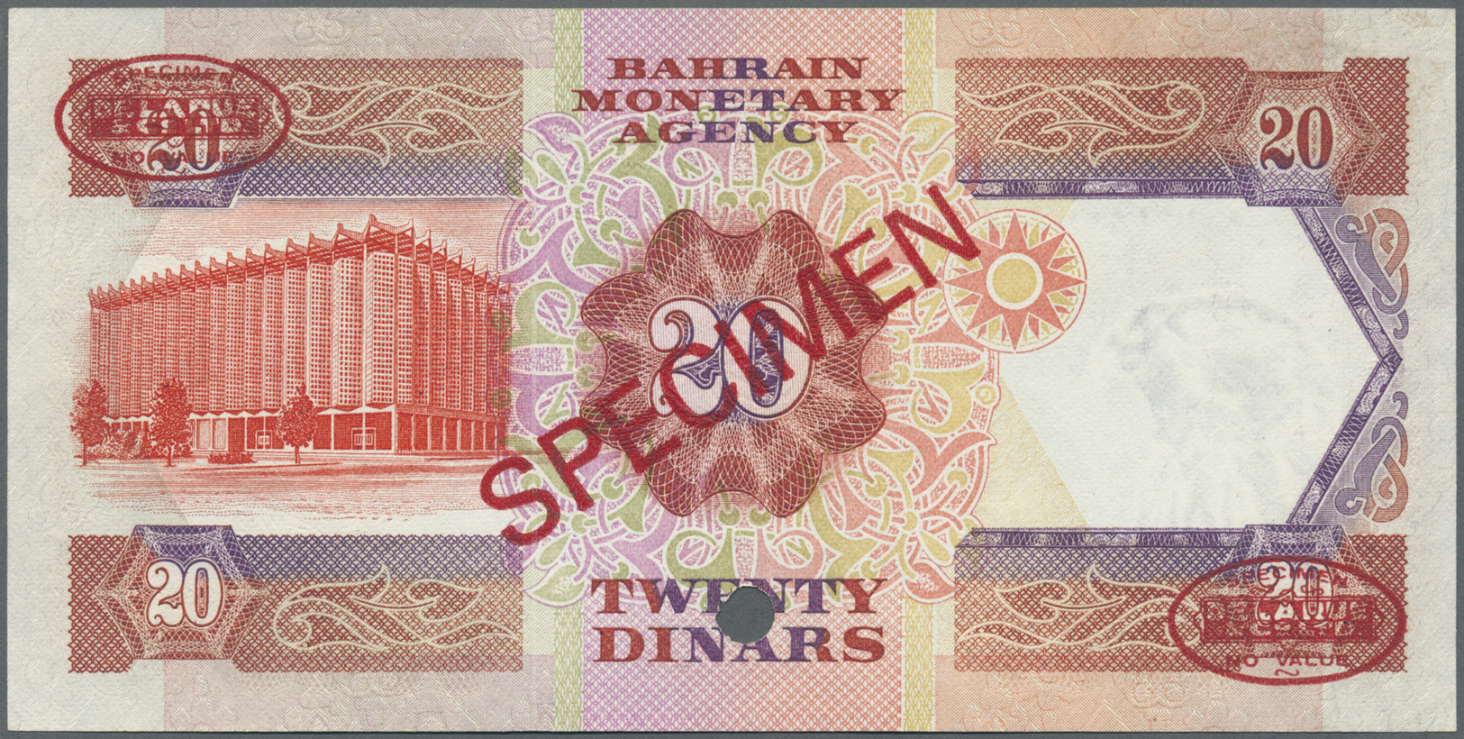 00237 Bahrain: 20 Dinars ND Specimen P. 11s In Condition: UNC. - Bahrain