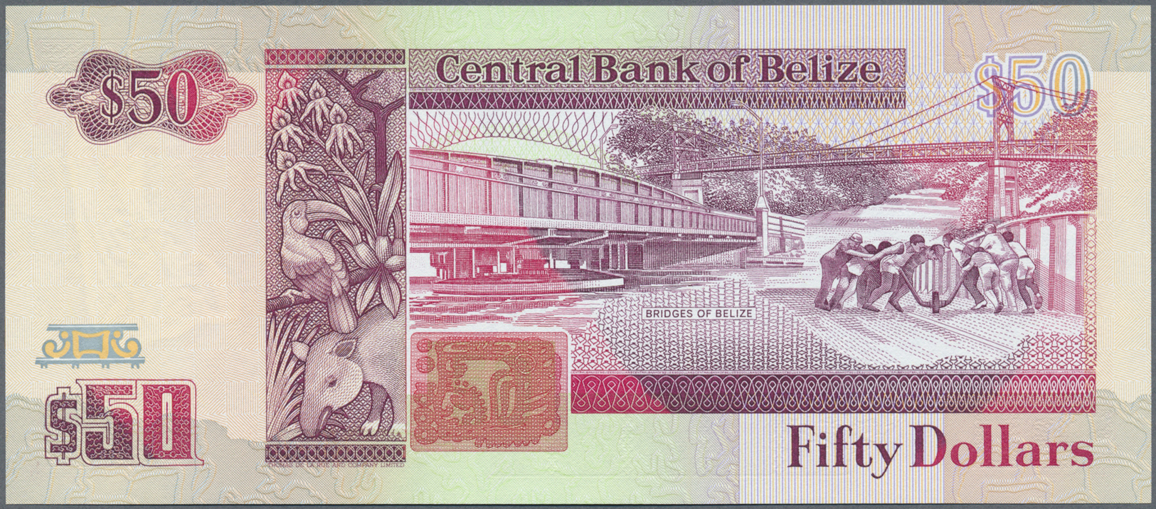 00293 Belize: 50 Dollars 1991 P. 56b In Condition: UNC. - Belize