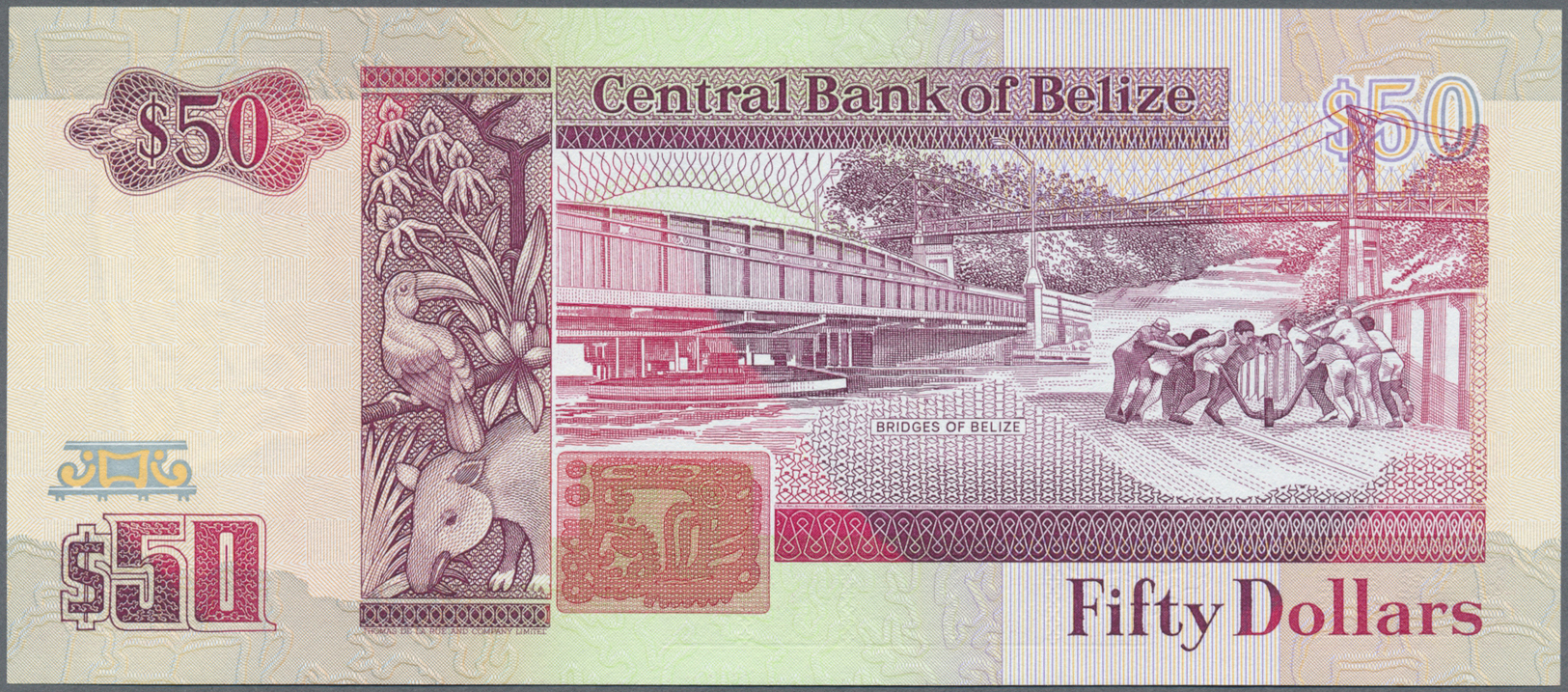 00294 Belize: 50 Dollars 1991 P. 56b In Condition: UNC. - Belize