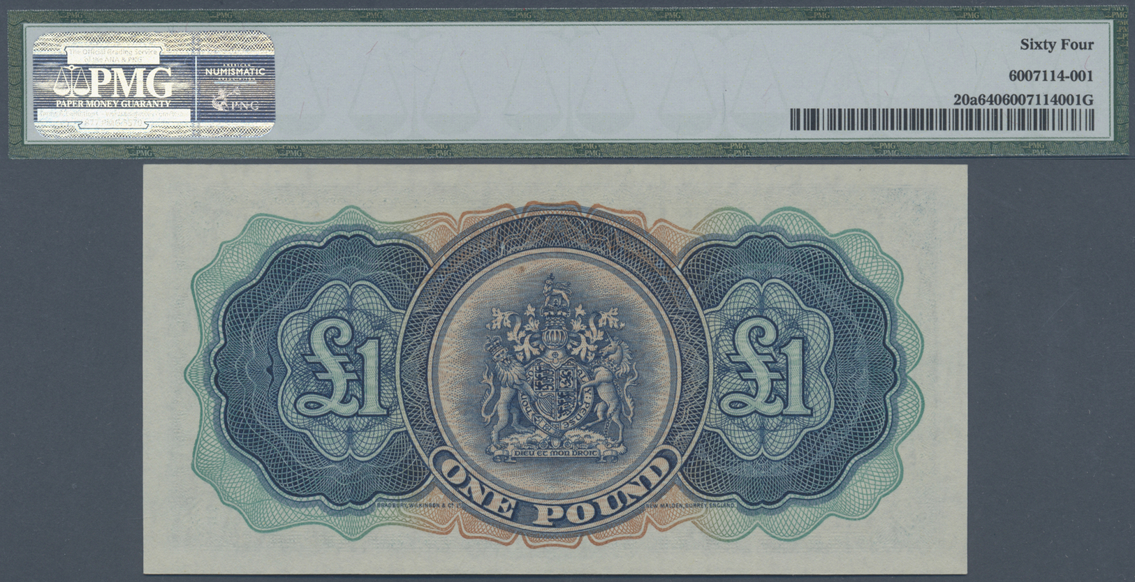 00298 Bermuda: 1 Pound 1952 P. 20a, PMG Graded 64 Choice UNC. - Bermudas