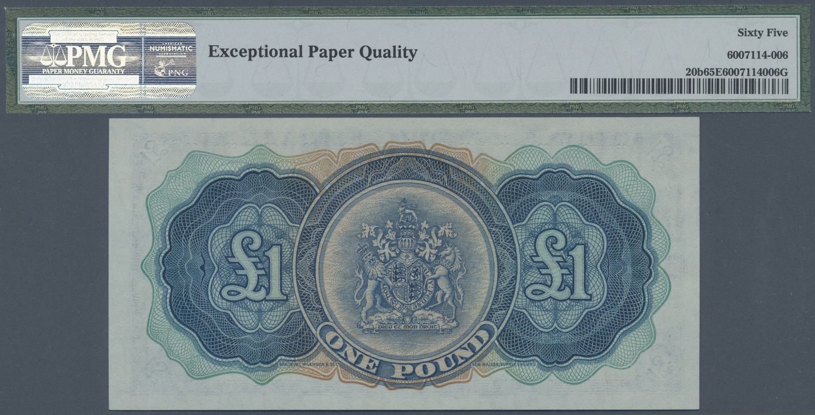 00299 Bermuda: 1 Pound 1957 P. 20b, PMG Graded 65 Gem UNC EPQ. - Bermudas