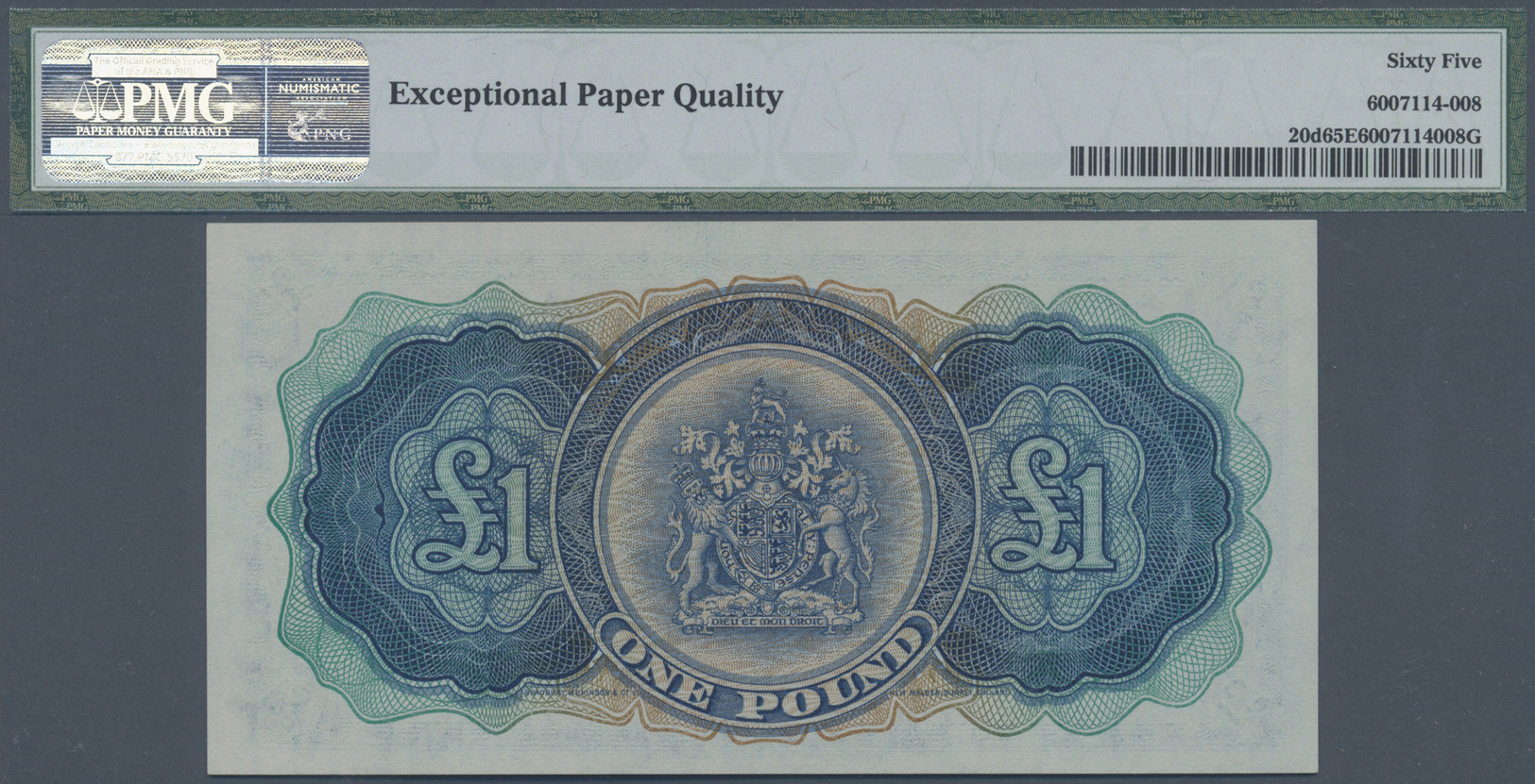 00300 Bermuda: 1 Pound 1966 P. 20d, PMG Graded 65 Gem UNC EPQ. - Bermudas