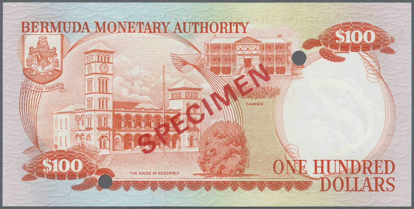 00313 Bermuda: Set Of 6 Notes From 1 To 100 Dollars 1985 SPECIMEN P. CS1, In Condition: UNC. (6 Pcs) - Bermudas