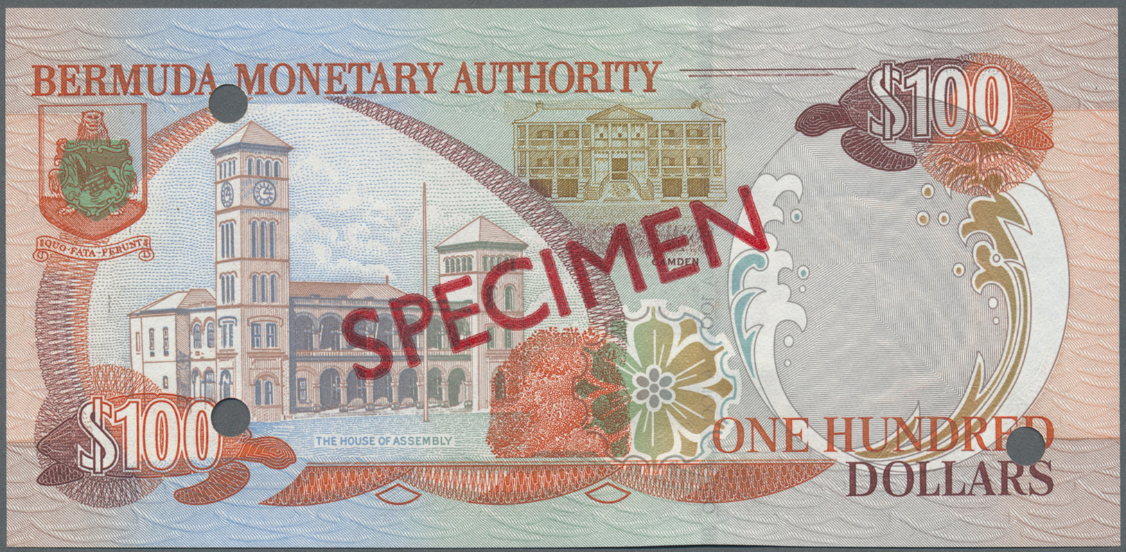 00314 Bermuda: complete set of 1 - 100 Dollars 2000 Specimen P. CS2, all in condition: UNC. (6 pcs)