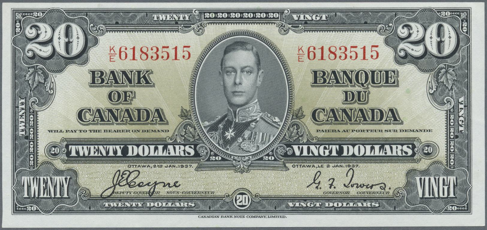 00471 Canada: 20 Dollars 1937 P. 62c In Condition: XF+ To AUNC. - Canada