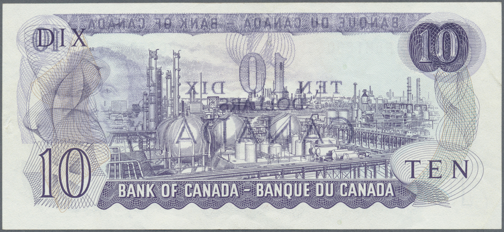 00475 Canada: 10 Dollars 1971 P. 88e With Error Print On Back Side, Partial Print Of The Front Mirrored Print Visible, C - Canada