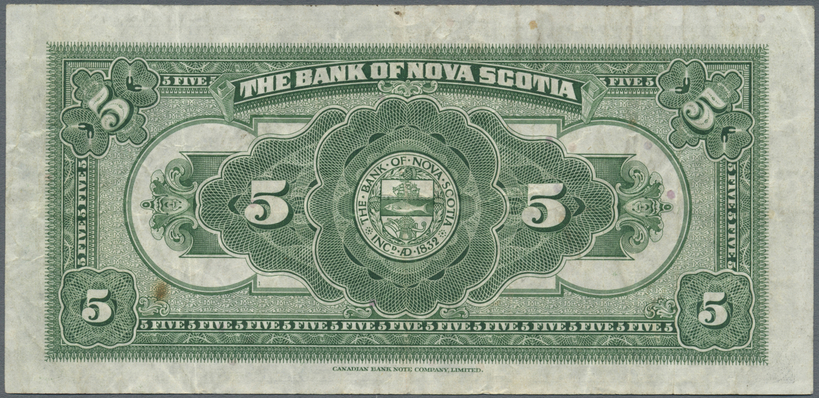 00482 Canada: The Bank Of Nova Scotia 5 Dollars 1935 P. S621, Several Folds In Paper But No Holes Or Tears, Paper Still - Canada