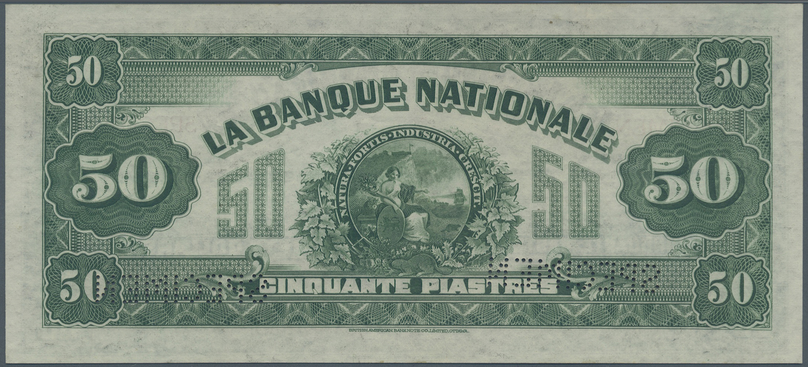 00487 Canada: La Banque Nationale 50 Dollars 1922 SPECIMEN, P.S874s In Excellent Condition, Just Slightly Decentered Fro - Canada