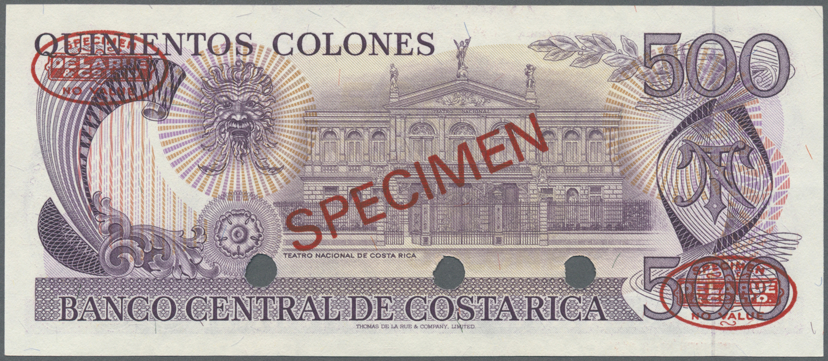 00598 Costa Rica: 500 Colones ND Specimen P. 249s In Condition: AUNC. - Costa Rica