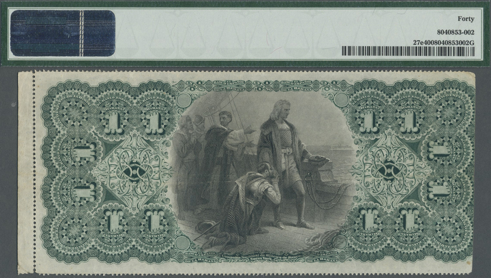 00603 Cuba: 1 Peso 1883 P. 27e, PMG Graded 40 XF. - Cuba
