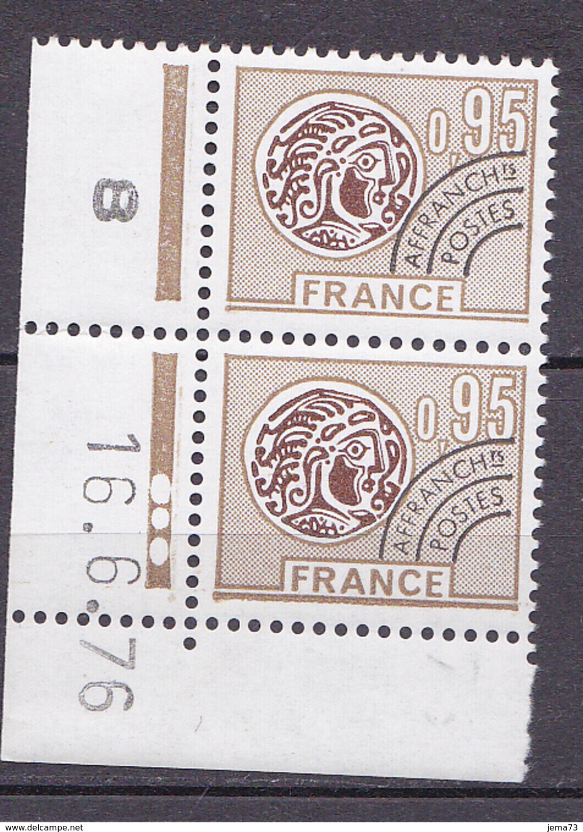 N° 143  Préoblitérés  Type Monnaie Gauloise: 1 Paire Coins Datés 16.6.76 - Precancels