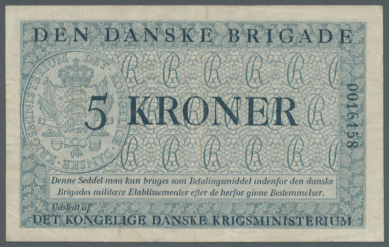 00645 Denmark  / Dänemark: 5 Kroner ND (1947-58) P. M11. This Banknote Issued By The Royal Danish Ministry Of War After - Denmark