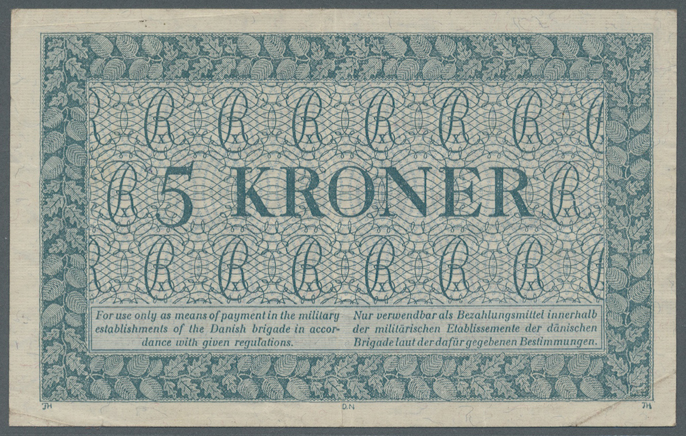 00645 Denmark  / Dänemark: 5 Kroner ND (1947-58) P. M11. This Banknote Issued By The Royal Danish Ministry Of War After - Denmark