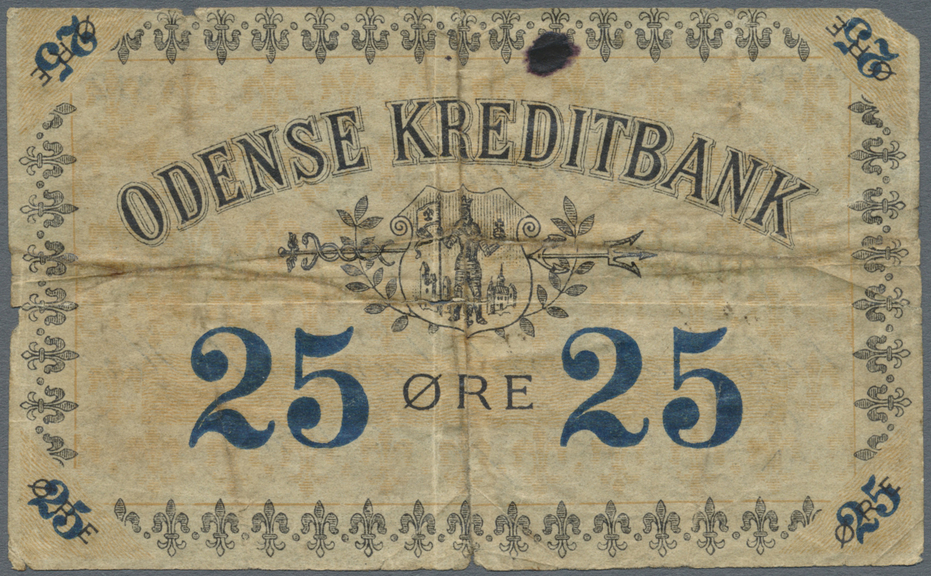 00646 Denmark  / Dänemark: Odense Kreditbank 25 Oere ND P. S222, Stronger Folds, Fixed With Tape On Back, 2 Tears In Cen - Denmark