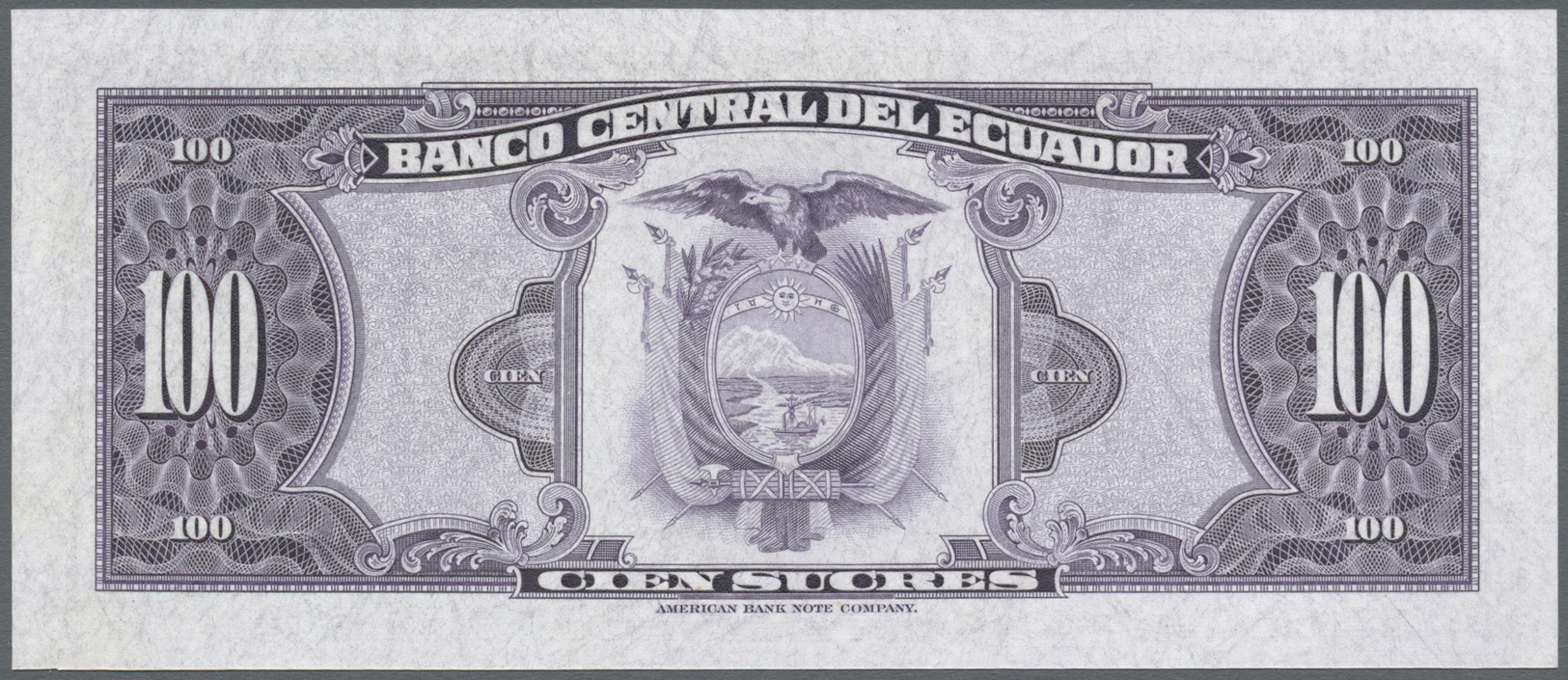 00682 Ecuador: 100 Sucres Proof Print ND P. 123p On Tyvek Paper In Condition: UNC. - Ecuador