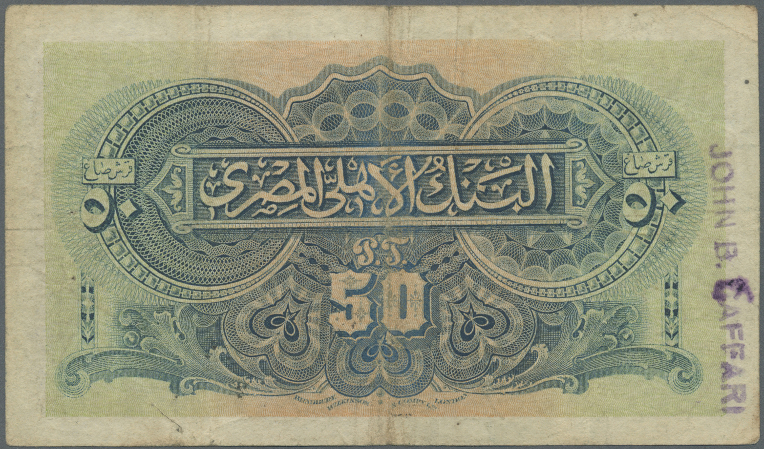 00685 Egypt / Ägypten:  National Bank Of Egypt 50 Piastres September 11th 1915, P.11, Lightly Toned Paper With A Few Spo - Egypt