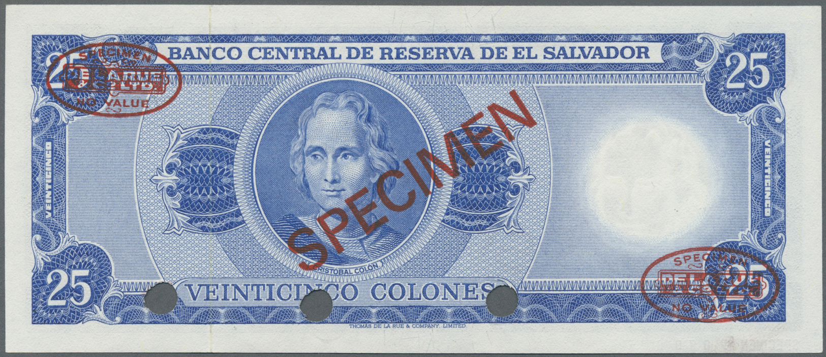 00711 El Salvador: 25 Colones 1974 Specimen P. 121s In Condition: UNC. - El Salvador