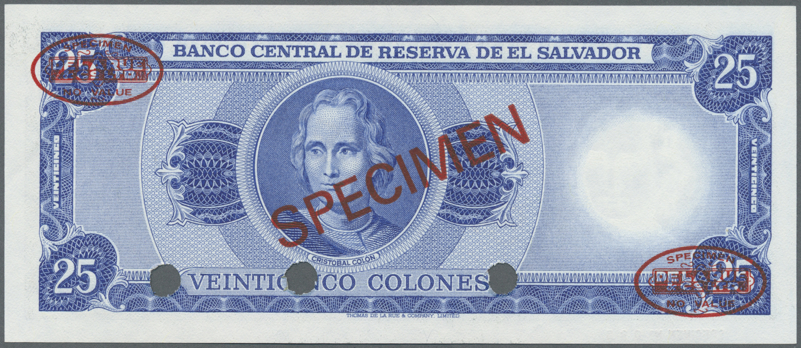 00717 El Salvador: 25 Colones 1978 Specimen P. 130as In Condition: UNC. - El Salvador