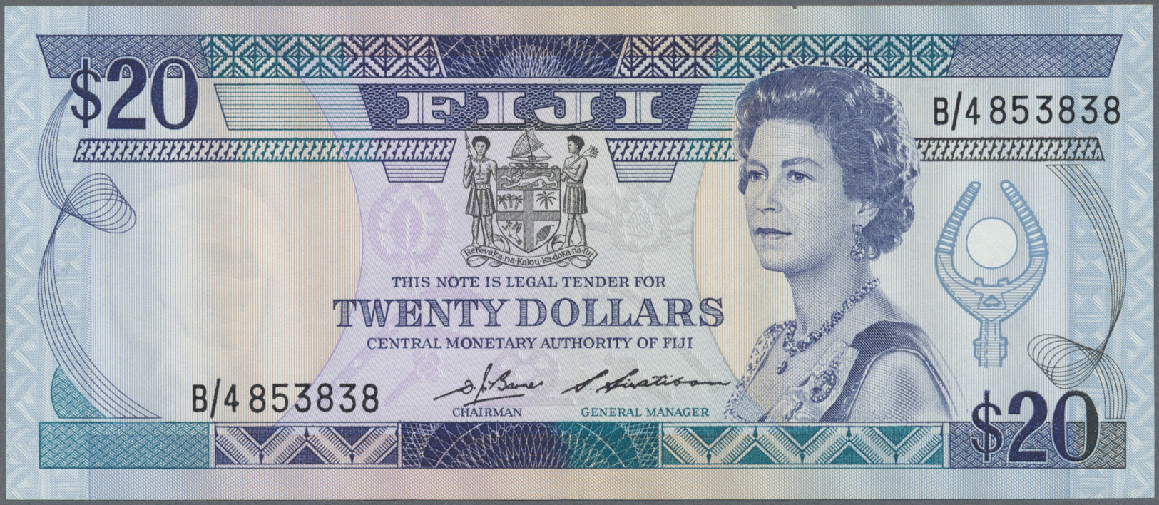 00784 Fiji: 20 Dollars ND P. 85 In Condition: XF. - Fiji