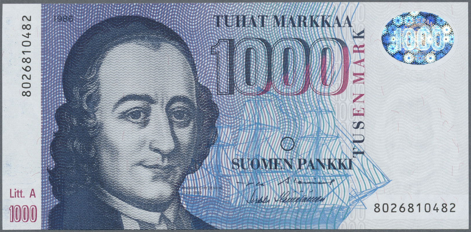 00799 Finland / Finnland: 1000 Markkaa 1986 P. 121 In Condition: UNC. - Finland