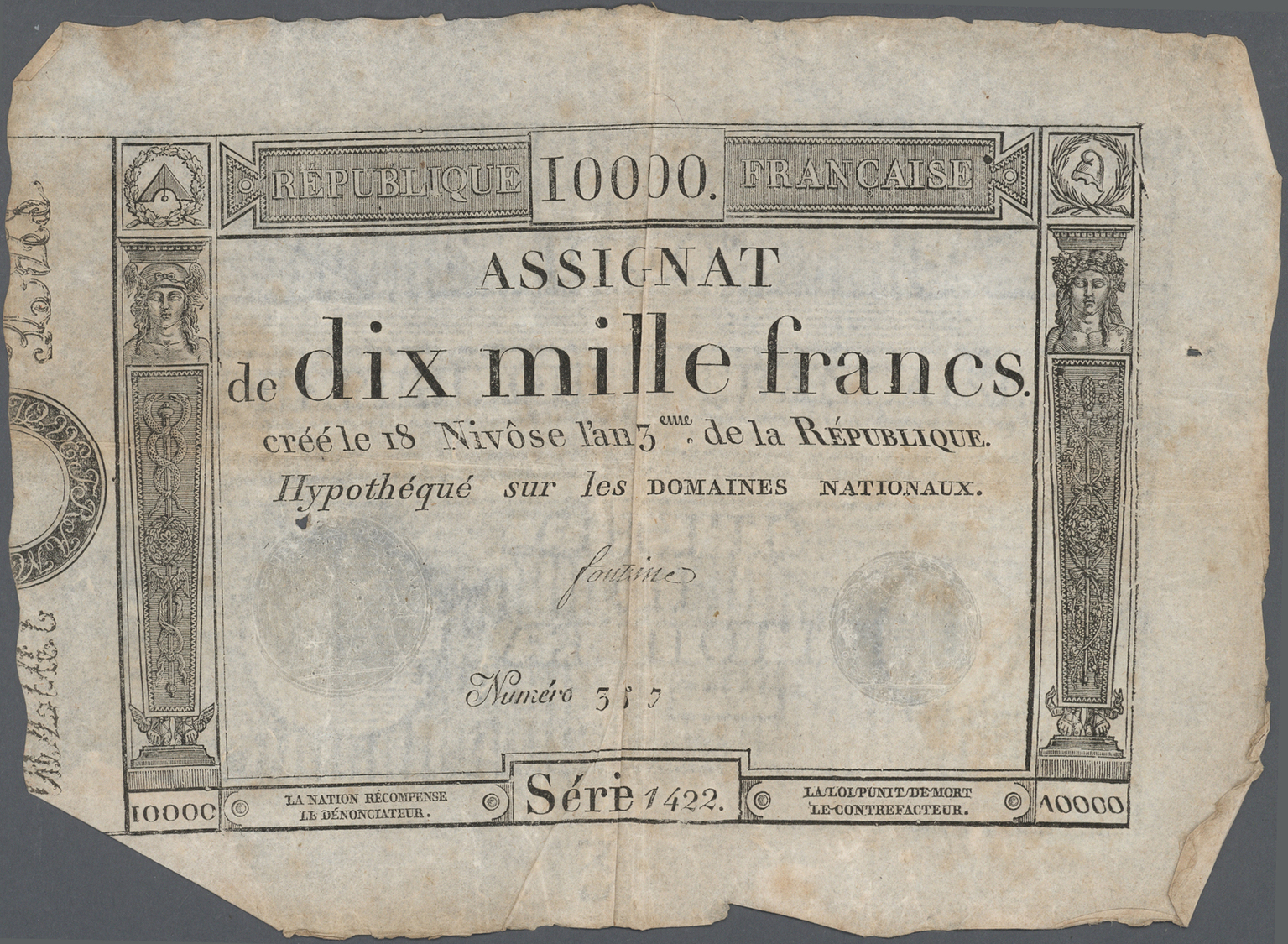 00803 France / Frankreich: Set Of 3 Notes 10.000 Livres 1795 P. A82, All In Used Condition Without Large Damages: 2x F, - Other & Unclassified