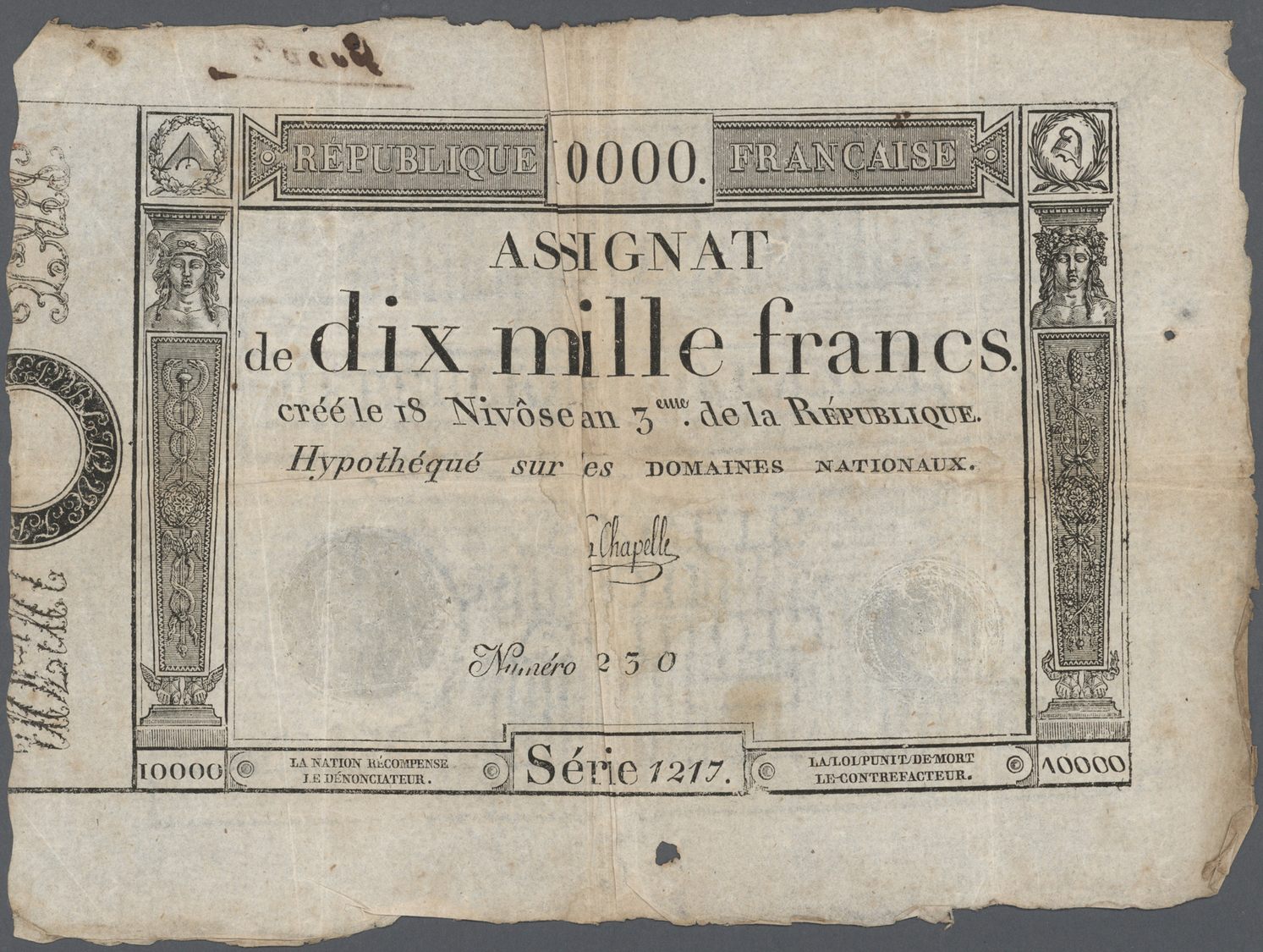 00803 France / Frankreich: Set Of 3 Notes 10.000 Livres 1795 P. A82, All In Used Condition Without Large Damages: 2x F, - Other & Unclassified