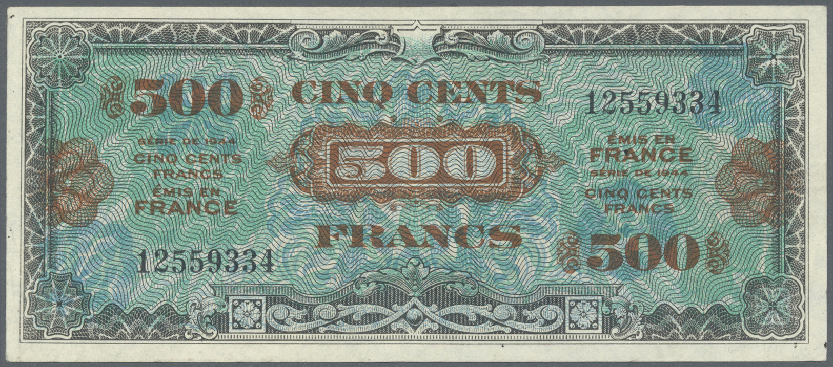 00809 France / Frankreich: 500 Francs 1944 Allied Forces, P.119, Nice Looking Note With Some Folds At Center, Left And R - Other & Unclassified