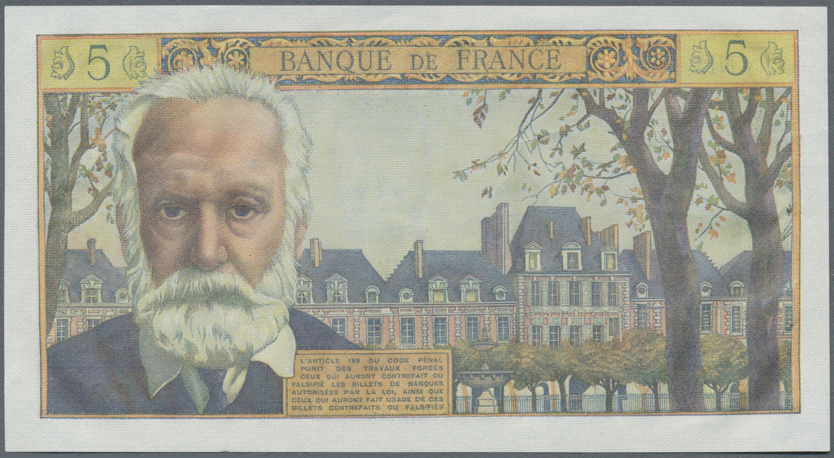 00817 France / Frankreich: 5 Nouveaux Francs 1959 P. 141, Fay 56-3, Very Crisp Original French Banknote Paper, 2 Pinhole - Other & Unclassified