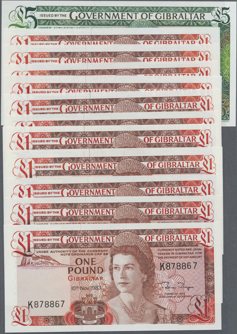 00894 Gibraltar: Set Of 12 Notes Containing 4x 1 Pound 1988, 1x 1 Pound 1975, 1x 1 Pound 1978, 1x 1 Pound 1986, 4x 1 Pou - Gibraltar