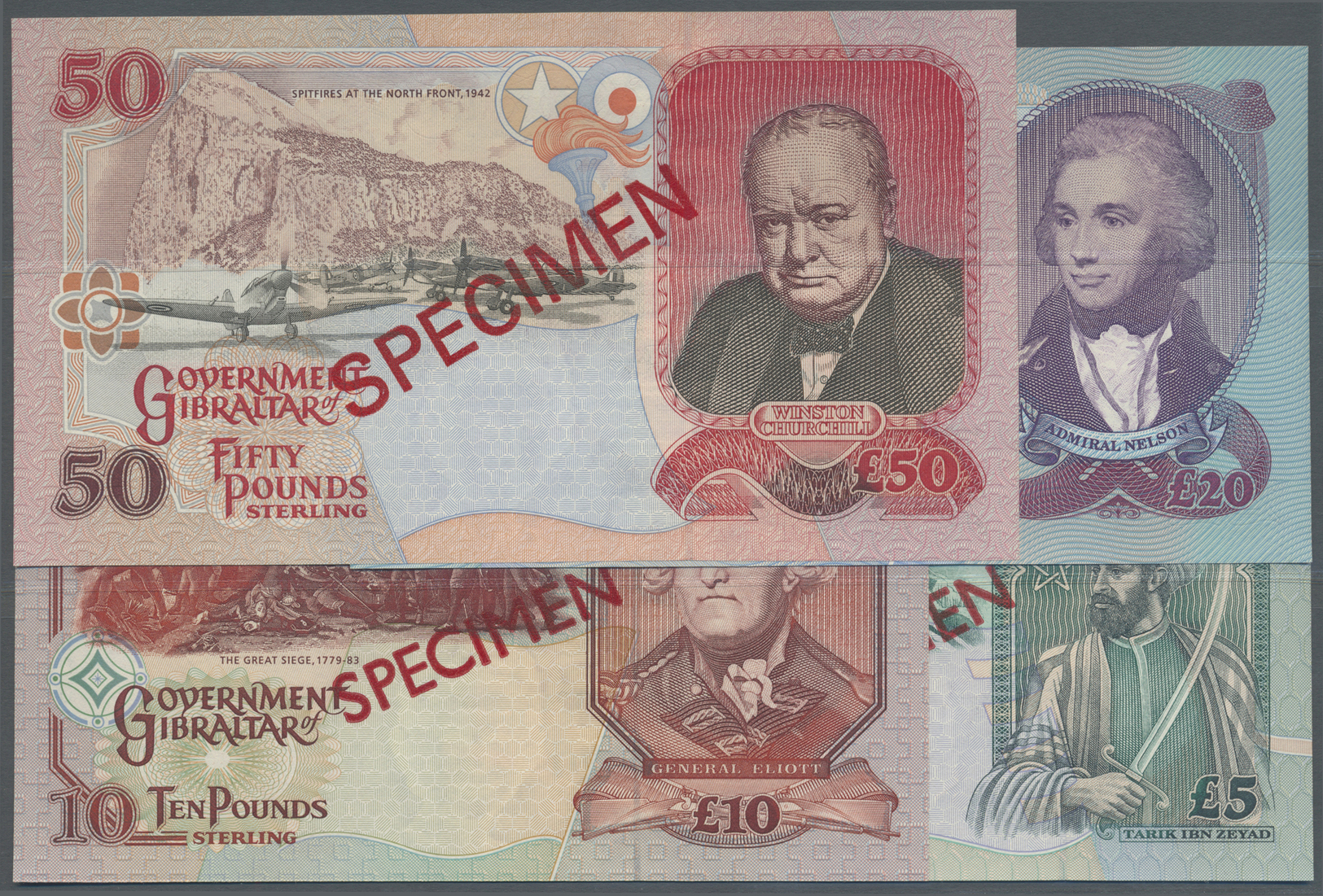 00899 Gibraltar: Set Of 4 Specimen Banknotes Containing 5, 10, 20 And 50 Pounds 1995 P. 25s-28s, All With Zero Serial Nu - Gibraltar