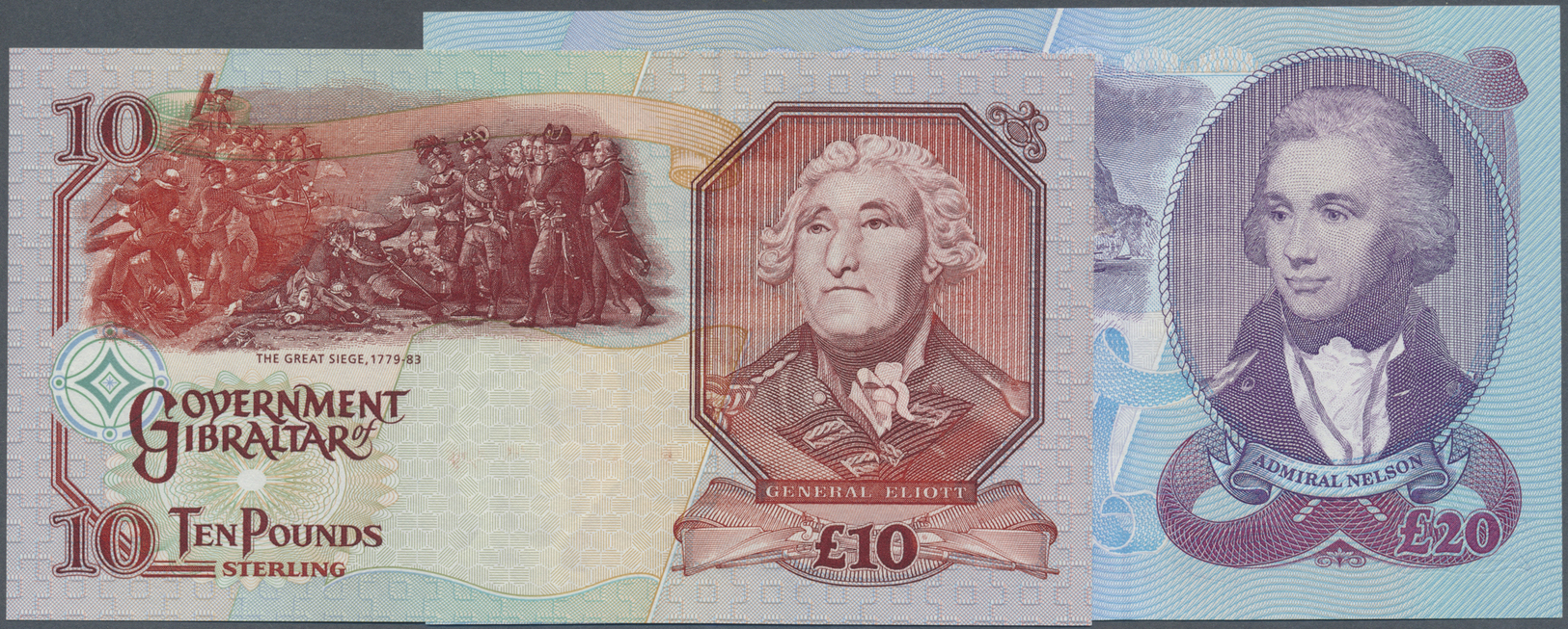 00900 Gibraltar: Set Of 2 Notes Containing 20 And 10 Pounds 1995 P. 26, 27, Both In Condition: UNC. (2 Pcs) - Gibraltar