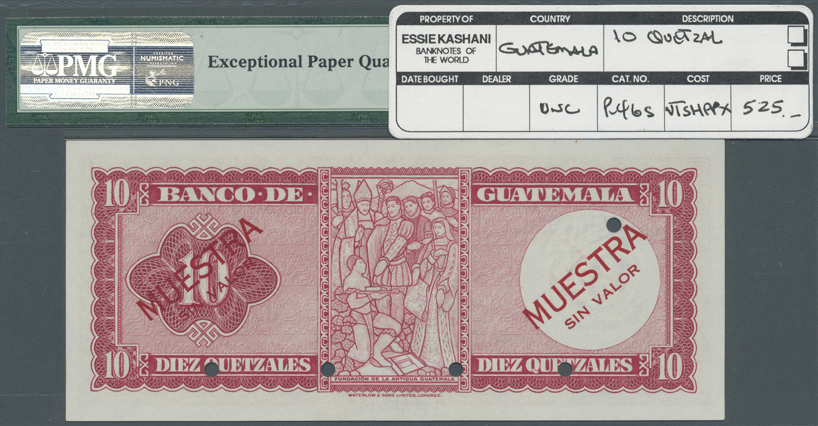 00964 Guatemala: Banco De Guatemala 10 Quetzales 1959 SPECIMEN, P.46s In Almost Perfect Condition, PMG Graded 64 Choice - Guatemala