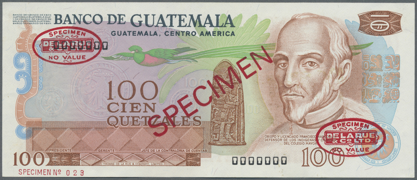 00968 Guatemala: Banco De Guatemala 100 Quetzales 1972-83 TDLR Specimen, P.64s, Traces Of Glue On Back, Otherwise Perfec - Guatemala