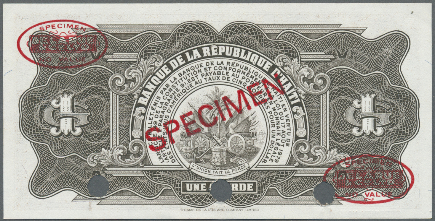 00985 Haiti: 1 Gourde L.1919 Specimen P. 200s In Condition: AUNC. - Haiti
