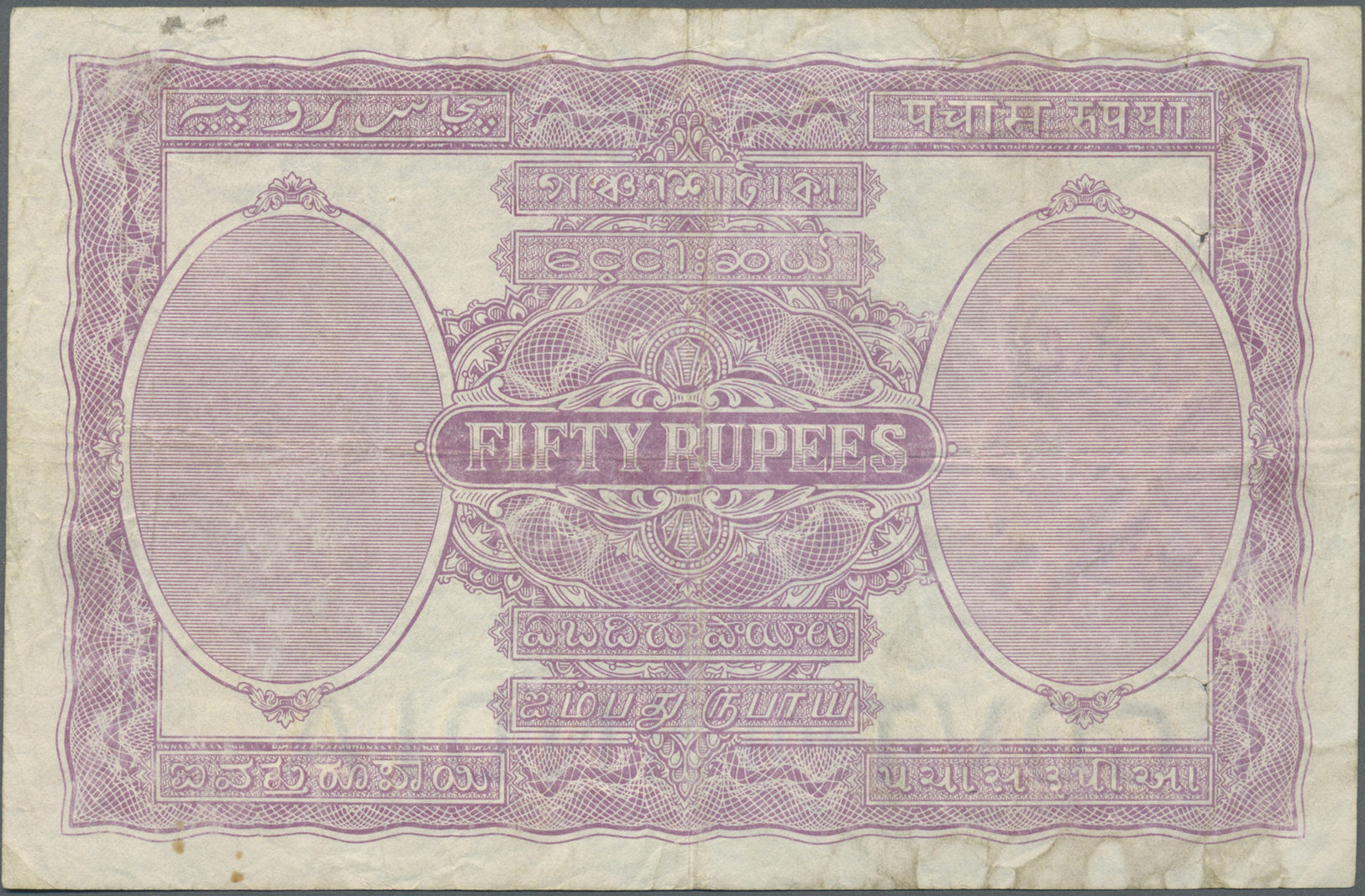 01075 India / Indien: 50 Rupees ND(1930) P. 9d, Sign Taylor, Issue For CALCUTTA, Used With Folds And Creases, A Few Pinh - India