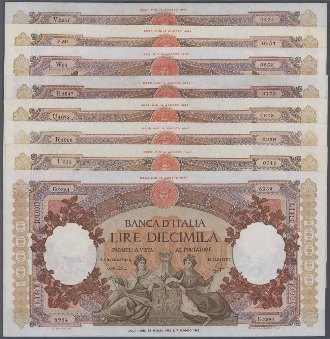 01266 Italy / Italien: Set Of 18 Banknotes 10.000 Lire P. 89 Containing The Following Dates 2x 1962, 4x 1961, 1x 1959, 1 - Other & Unclassified