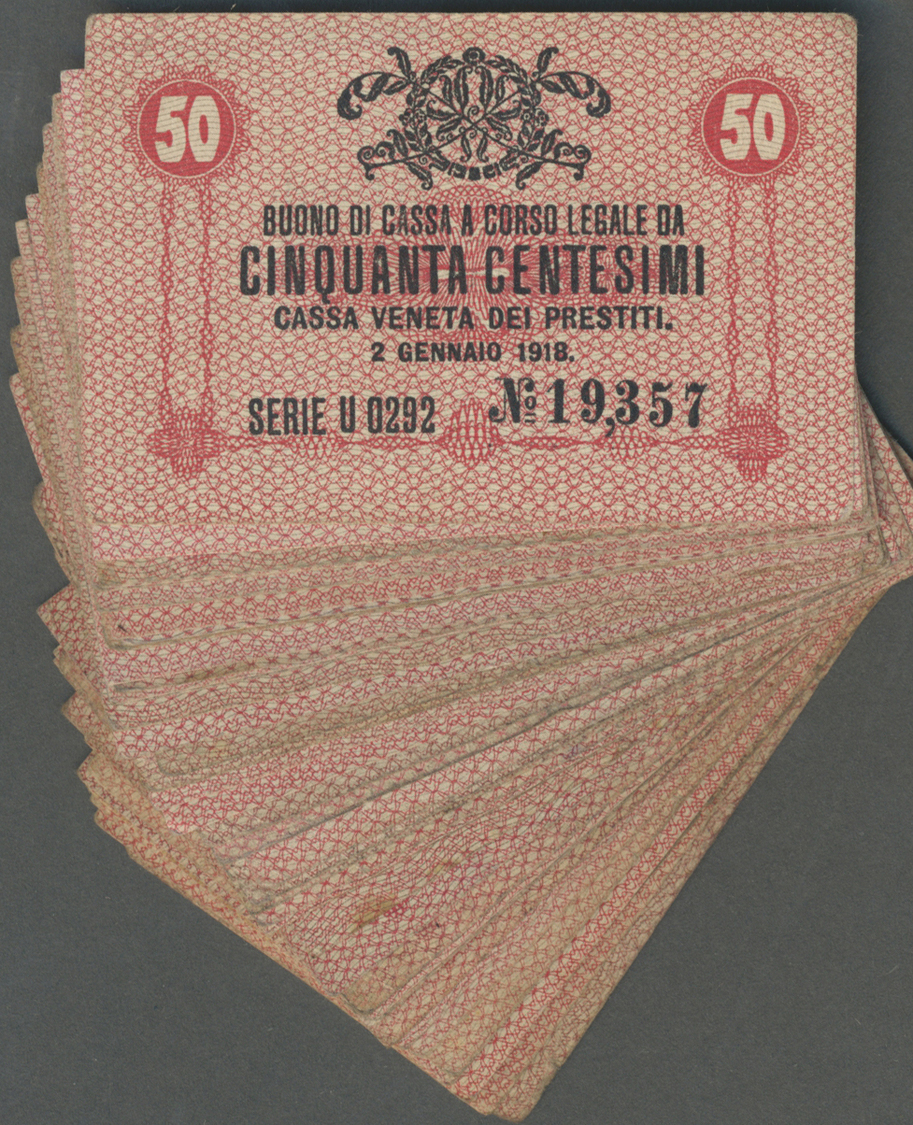 01276 Italy / Italien: Set Of 48 Notes 50 Centesimi ND(1918) P. M3, Mostly Used (F To VF) But Also Several Better Condit - Other & Unclassified
