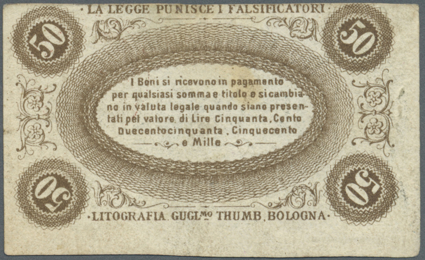 01280 Italy / Italien: Banca Toscana 50 Centesimi L.1870 P. NL, Light Handling In Paper But No Folds, No Holes Or Tears, - Other & Unclassified