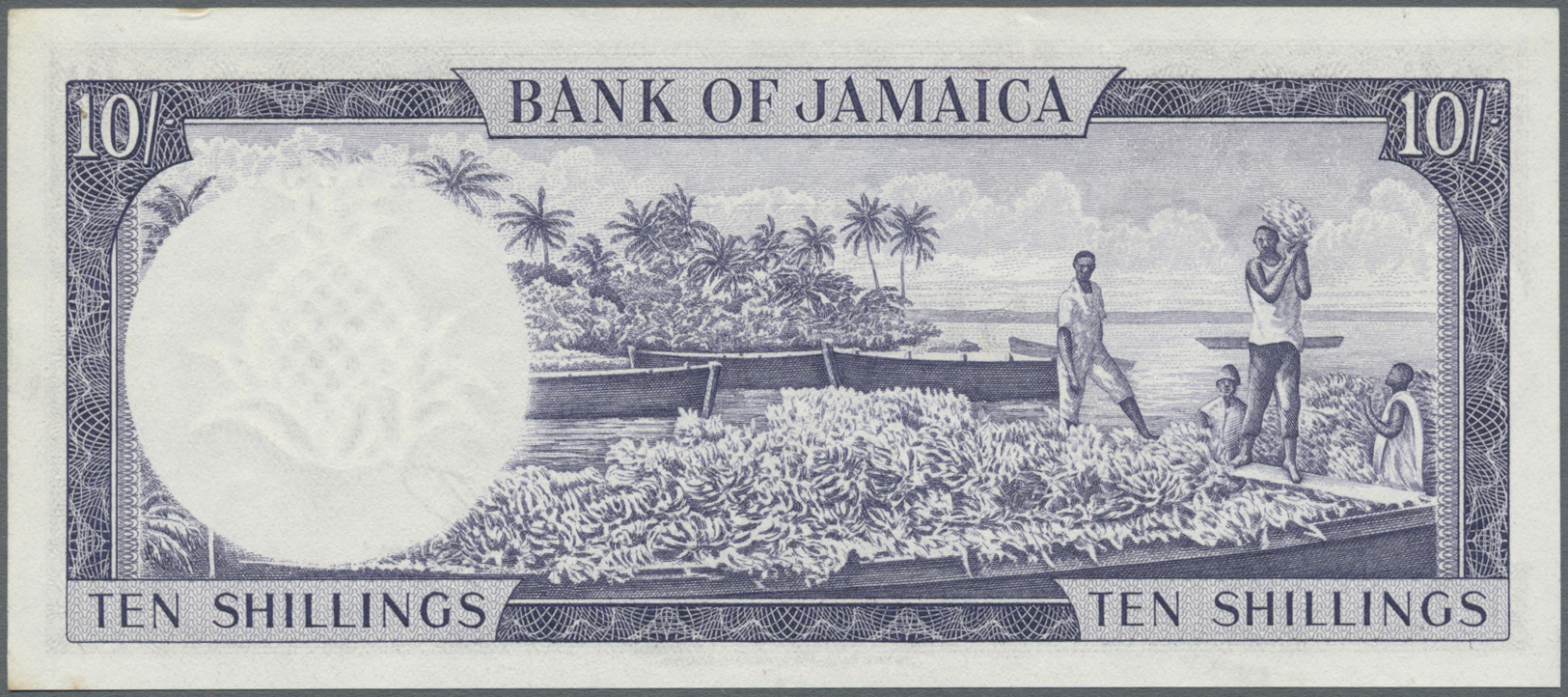 01295 Jamaica: 10 Shillings ND(1960) P. 50, In Condition: AUNC. - Jamaica