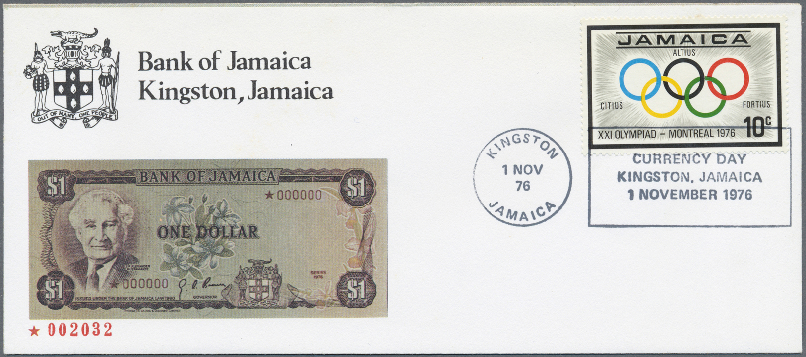 01299 Jamaica: Offical First Day Cover Album Of The Bank Of Jamaica, With Certificate, Containing 4 First Day Covers Wit - Jamaica