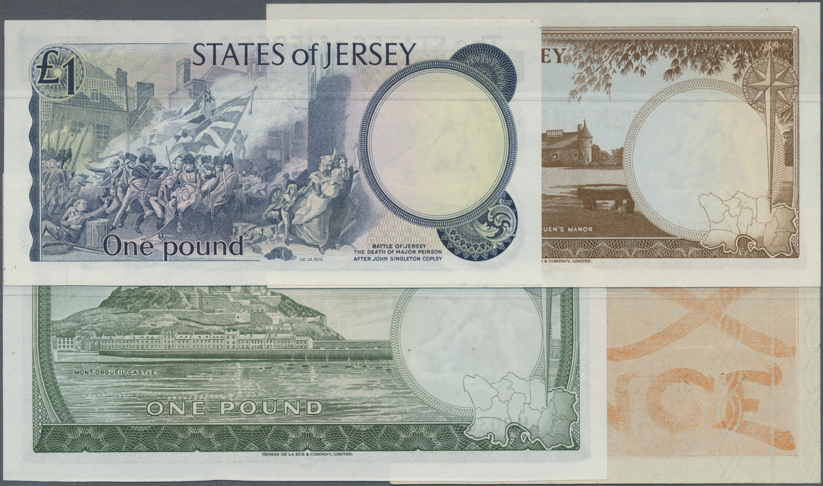 01312 Jersey: Set With 4 Banknotes Starting With The 6 Pence ND(1941-42) P.1 (VF), 10 Shillings And 1 Pound ND(1963-72) - Other & Unclassified