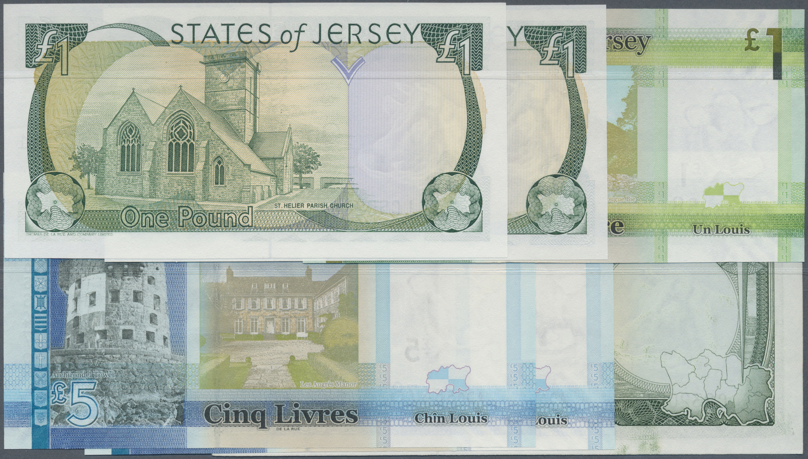 01313 Jersey: Set Of 6 Notes Containing 1 Pound P. 8a (aUNC), 1 Pound ND P. 15 (UNC), 1 Pound ND P. 20 (UNC), 1 Pound ND - Other & Unclassified