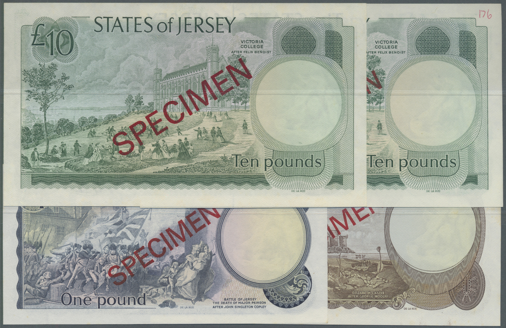 01315 Jersey: Set Of 4 Specimen Notes Containing 1 Pound, 5 Pounds And 2x 10 Pounds ND P. 11s, 12s, 13as, 13bs, All In C - Other & Unclassified