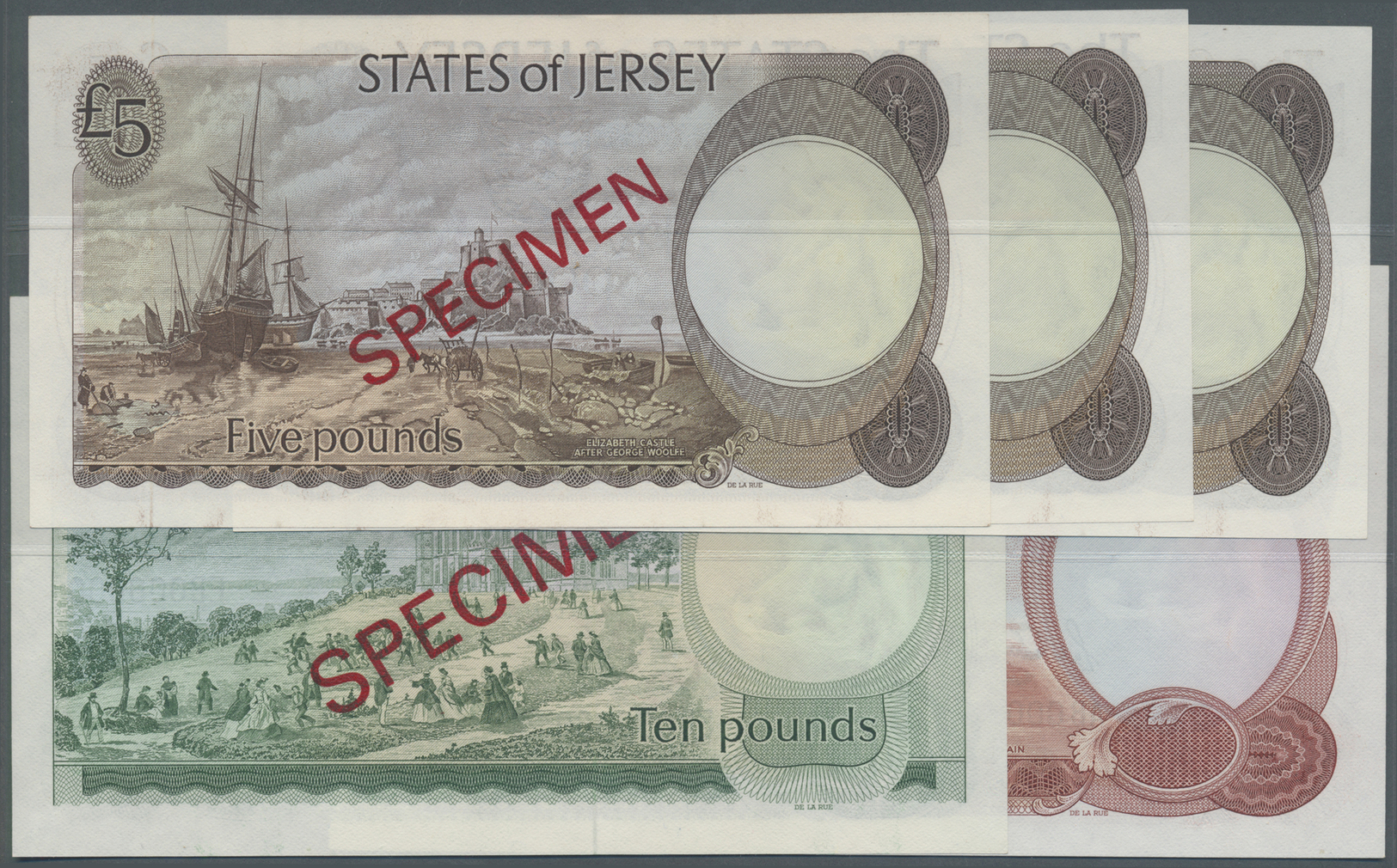 01316 Jersey: Set With 5 Specimen Notes Of The 1970's/80's Series Containing 5 Pounds Specimen  With Signature Clennett, - Other & Unclassified